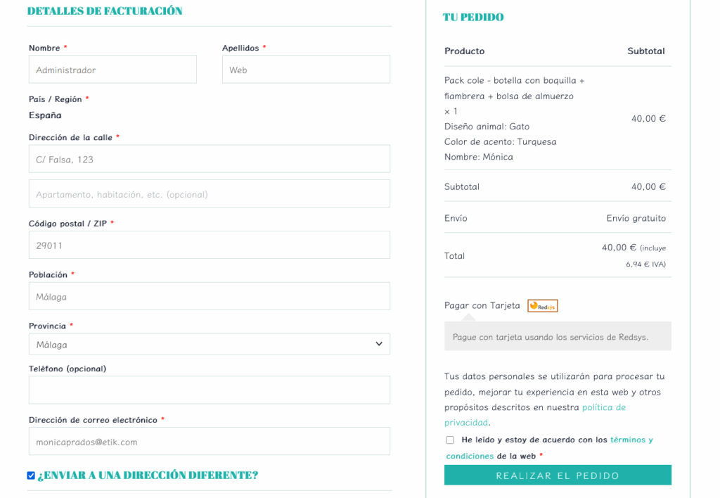 Página de pago de "El Mandaíllo"